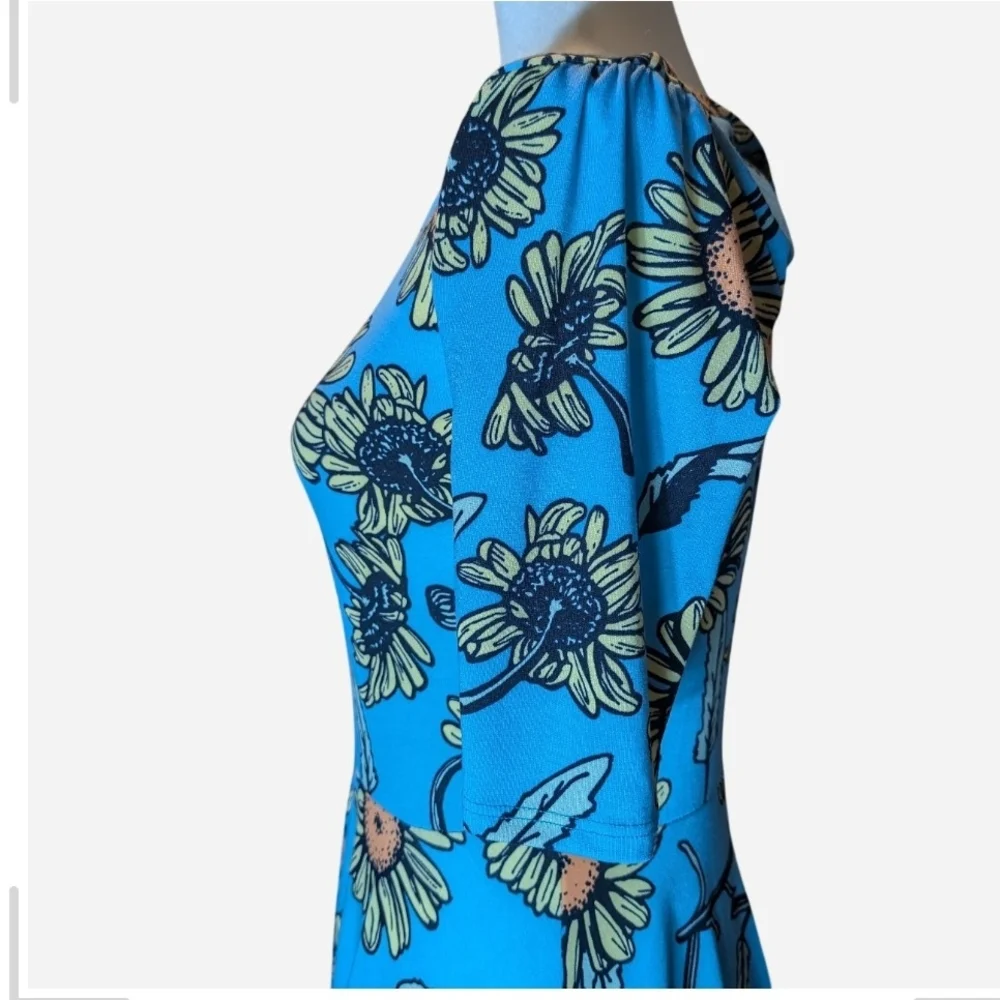 LuLaRoe Blue Floral Midi Dress - Picture 8 of 9